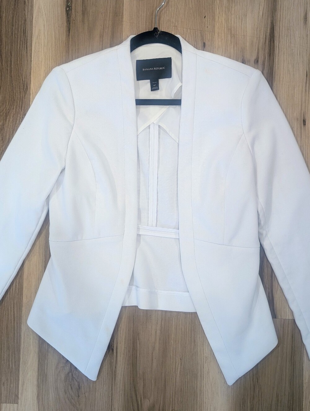 Banana Republic White Lined Linen Women's Blazer Sz 4P Like New!